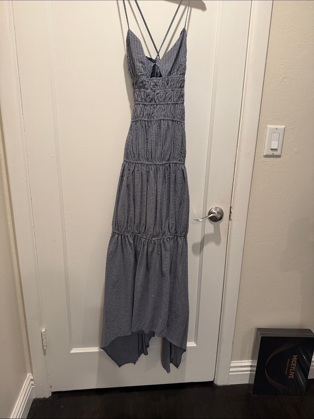 Vici Blue Tiered Smocked High-Low Maxi Dress
